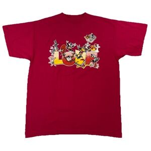 Looney Tunes LOVE T-Shirt Pink Bugs Bunny Taz Daffy Duck Women's Large